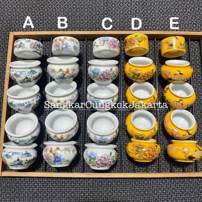Cepuk keramik Kecil Sedang Tieumi njangan Pleci Isi Ori Cungkok
