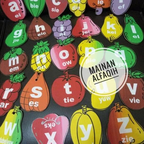 PROMO - READY Pajangan Edukatif APE TK PAUD Buah Huruf Abjad Kayu GROSIR