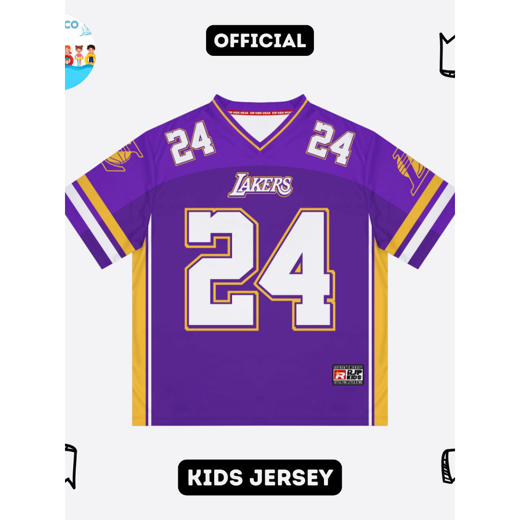 GK | Kaos Jersey Anak Lakers Laki Laki Bahan DryFit Brazil Full Printing Casual Rugby Retro Streetwe