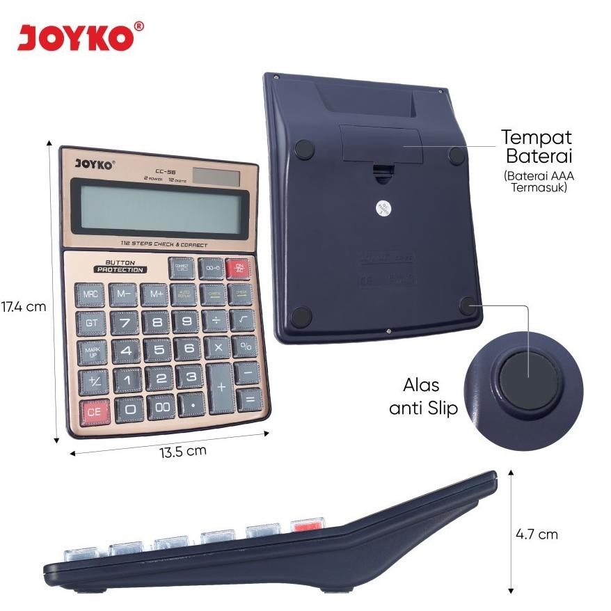 

Ga24 Er-6 Joyko Cc-56 Check & Correct Calculator - Kalkulator With Button Protection 12 Digit Cek Ulang Terlaris