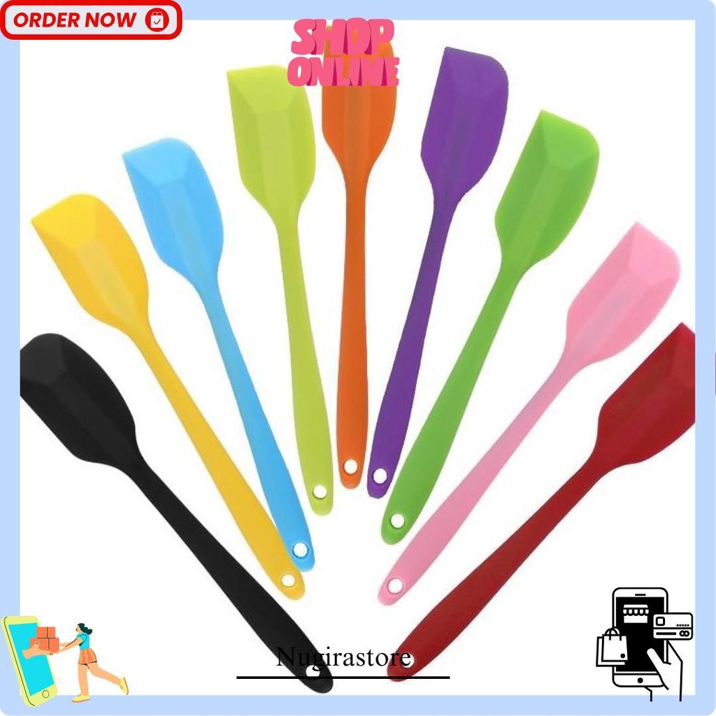Spatula Bahan Plastik Silikon Sodet Anti Lengket Tahan Panas Sekol Kue Siap Kirim