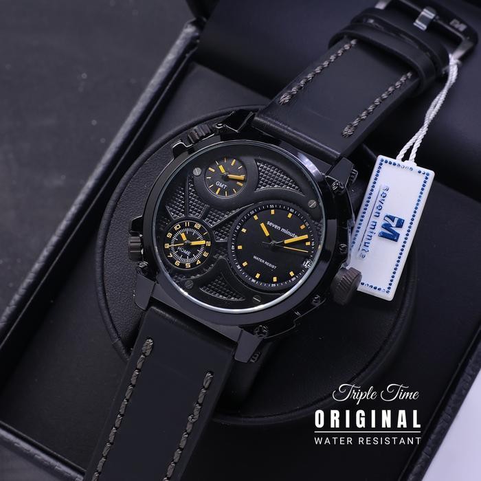 Salt Seven Minute M739 Kulit Leather Jam Tangan Pria Original Triple Time Watches Sd-46