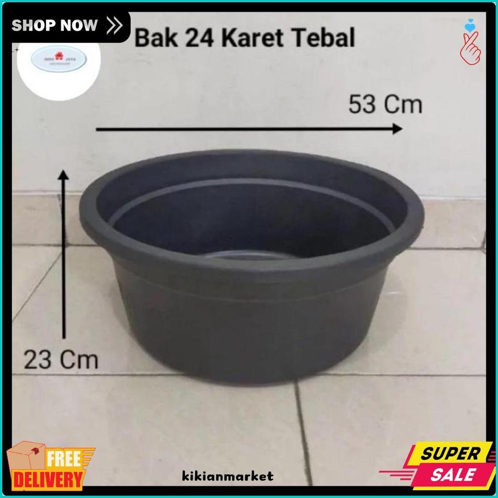 Sale Bak 24 Karet Hitam Anti Pecah / Bak Jumbo Tahan Banting / Baskom Hitam Tebal / Ember Besar Anti