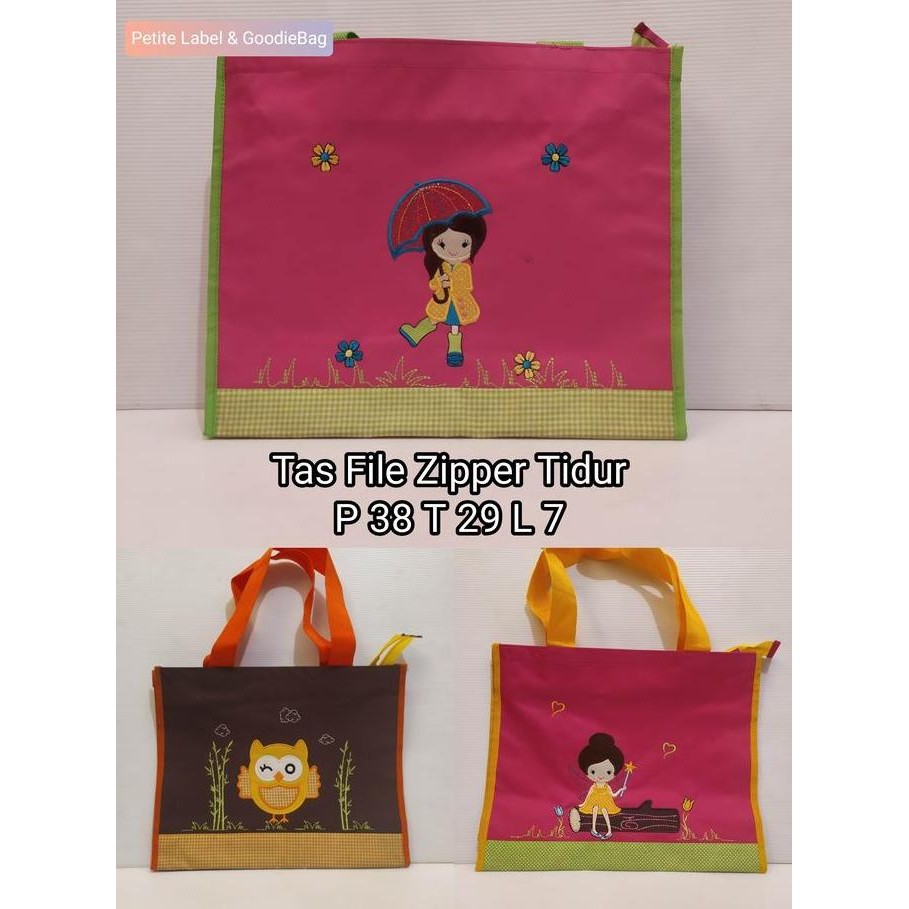 

NEW - Tas File Zipper Tidur Girl - Gratis Bordir Nama