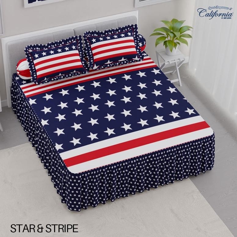 CALIFORNIA Sprei King Rumbai 180x200 Star & Stripe