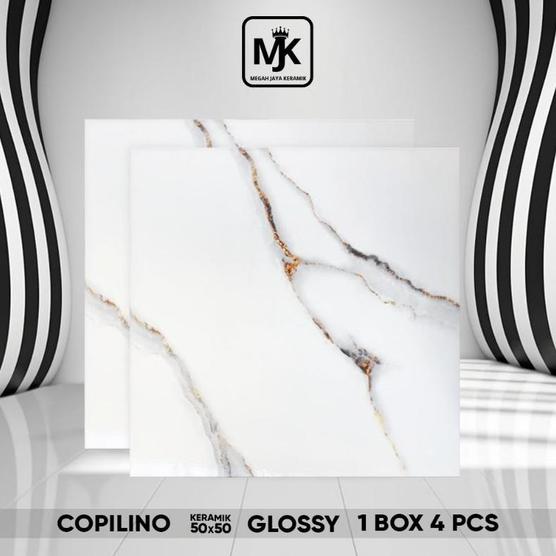 Keramik Lantai Ruang tamu Glossy  Copilino 50 x 50 aSt
