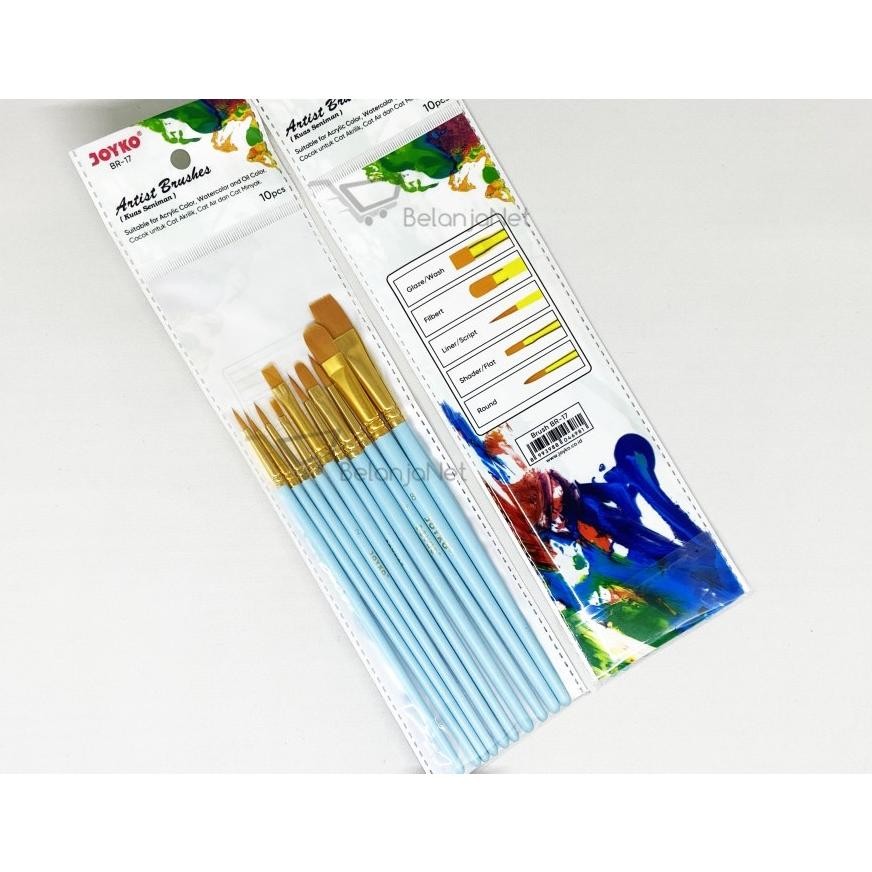 

Ukd- Kuas Cat Air Kuas Lukis | Acrylic Brush Joyko Br-17 1 Set 10 Pcs Ukd-