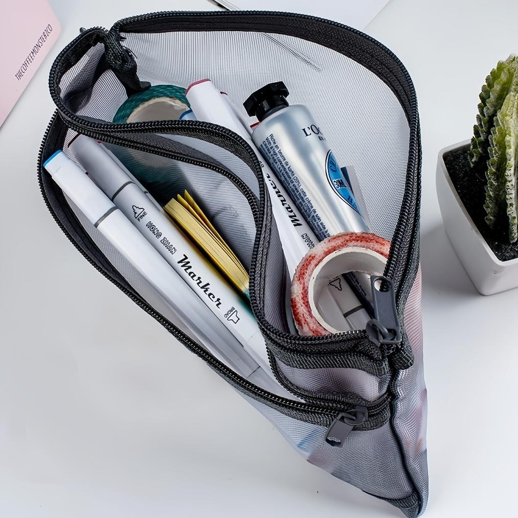 

Hg-24 Tempat Pensil Transparan Satu/Dua Lapisan Dengan Resleting Kotak Pensil Sekolah Kantor Simple Pencil Case A6