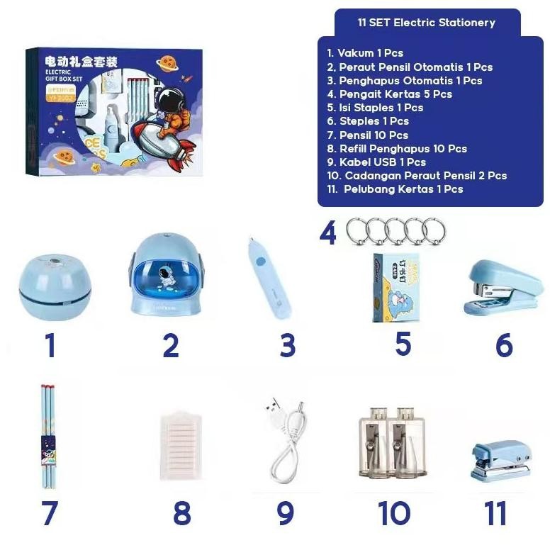 

Jh85 Electric Stationery Set / Set Alat Tulis /Elektrik Rautan Penghapus Vacuum Pensil 11 In 1 /Anak Alat Perkakas Belajar Anak Perempuan Kado Jh85