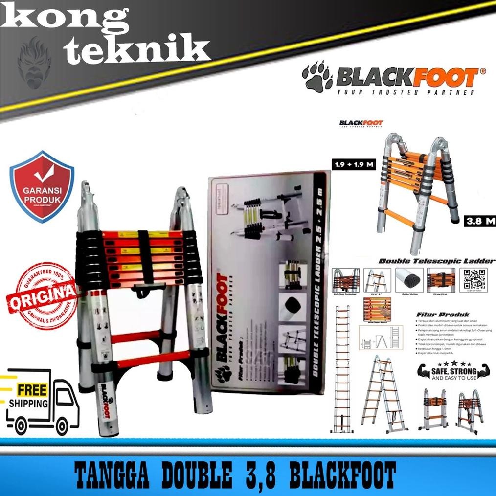 TANGGA LIPAT-TANGGA ALUMUNIUM-TANGGA TELESKOPIK DOUBLE BLACKFOOT 3.8M aSt