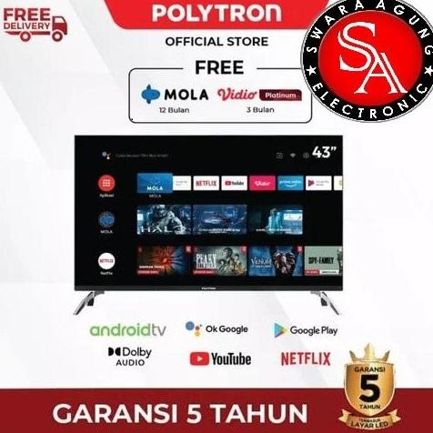 NEW Led Android TV 43 Inch Polytron Type: 43AG9953 (Khusus Daerah Medan)