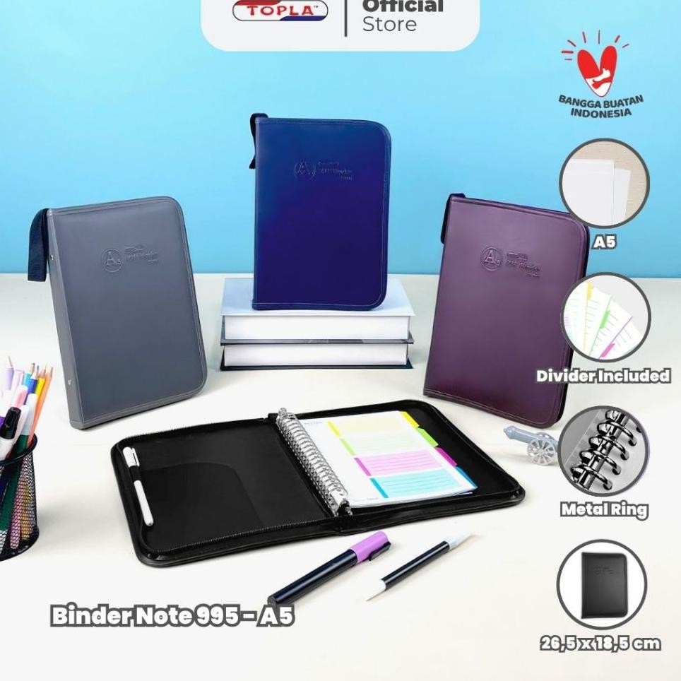 

Leather Binder Note Resleting 995 A5 Buku Catatan Sampul Kulit A5 20 Ring Topla
