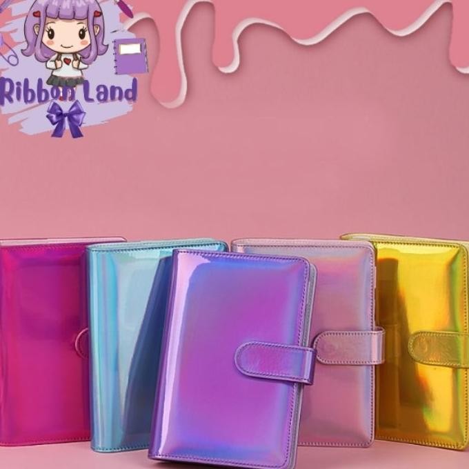 

A6 Binder Kulit Hologram Glossy Skin 6 Ring Sier