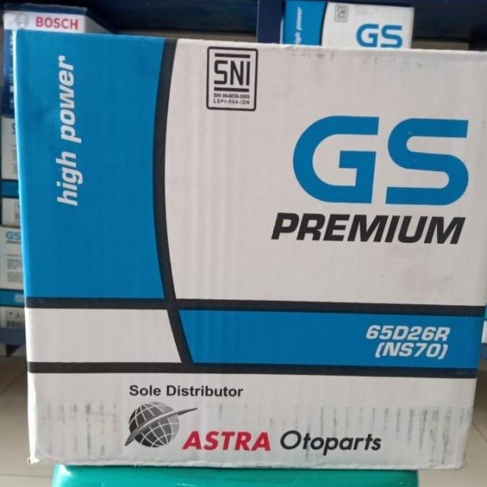 TERBARU - AKI BATERAI MOBIL GS ASTRA PREMIUM NS70/65D26R/NS 70 TANPA AIR AKI