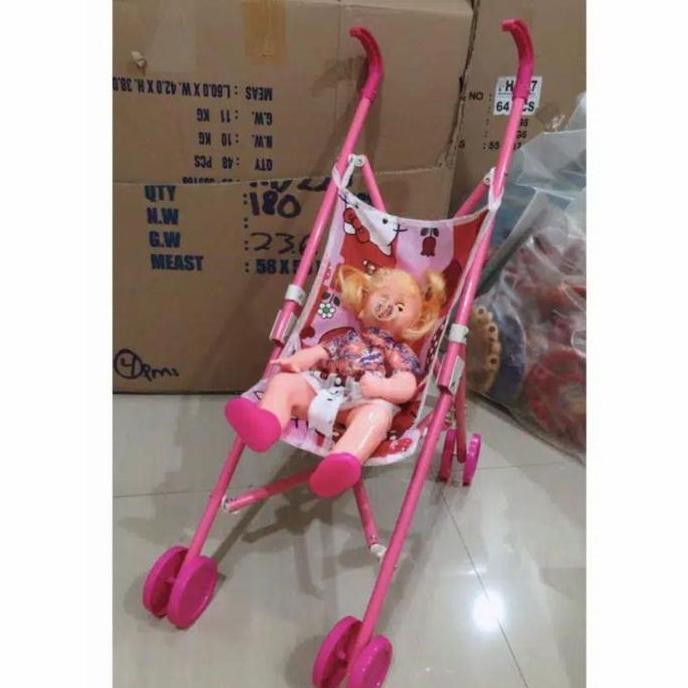 TERBARU - Mainan Dorongan Stoller Bayi + Boneka bisa nangis (Stoller Besar)