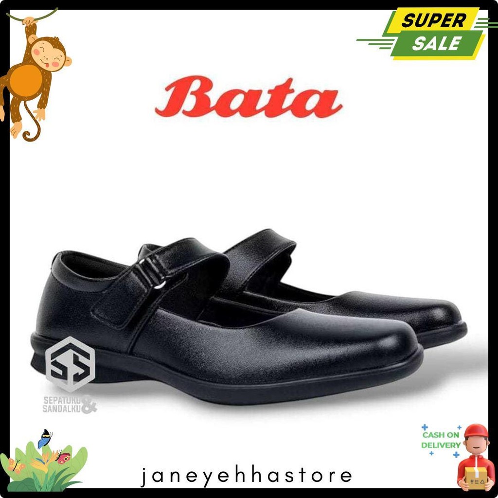 BATA - Sepatu Wanita Paskibraka Original Sepatu Pantofel BATA Sekolah Kerja Hitam Wanita Heels 3cm