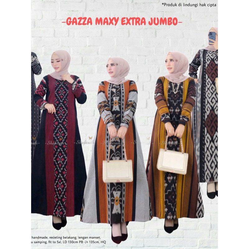 GAMIS GAZZA MAXY EXTRA JUMBO 4XL LD 130CM - LONG DRESS TENUN TROSO ERNIK MODERN EXLUSIVE ORI SHABIRA