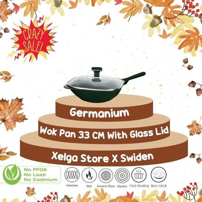 TERBARU - Promo Swiden Germanium Marble Wokpan With Lid, Wajan Masak Bertutup