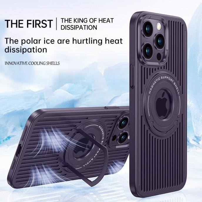 Case iPhone 15 Pro Max 15Pro Promax Cooling Anti Heat Stand Casing