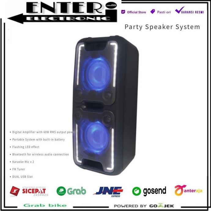 TERBARU - SHARP PS920 - ACTIVE PARTY SPEAKER PORTABLE KARAOKE BLUETOOTH PS 920