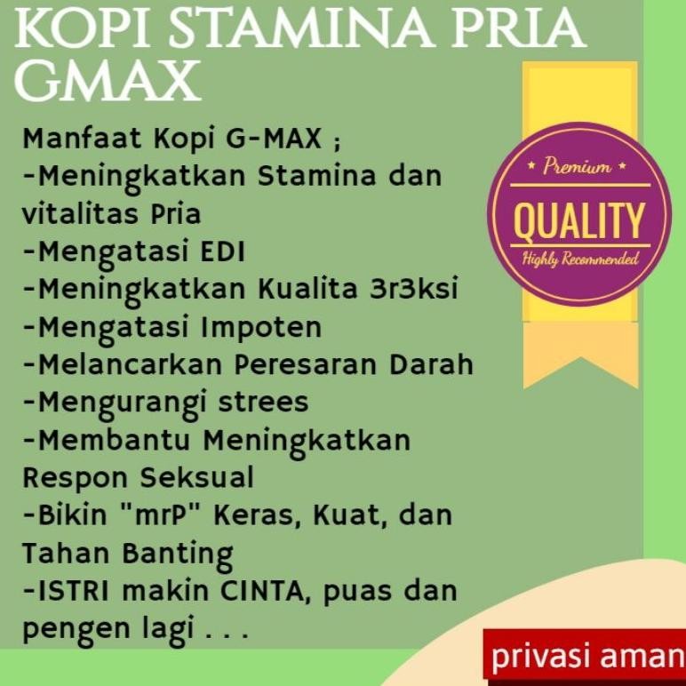 

Ready!! Minuman Kopi Gmax with ginseng penambah semangat BPOM original