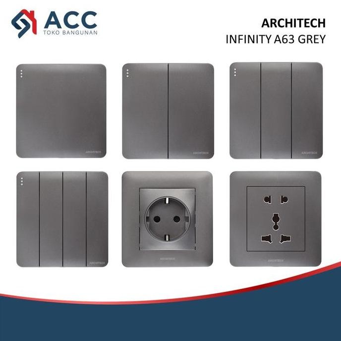 Architech Infinity A63 Grey Saklar 4 Gang 1 Arah Allshop