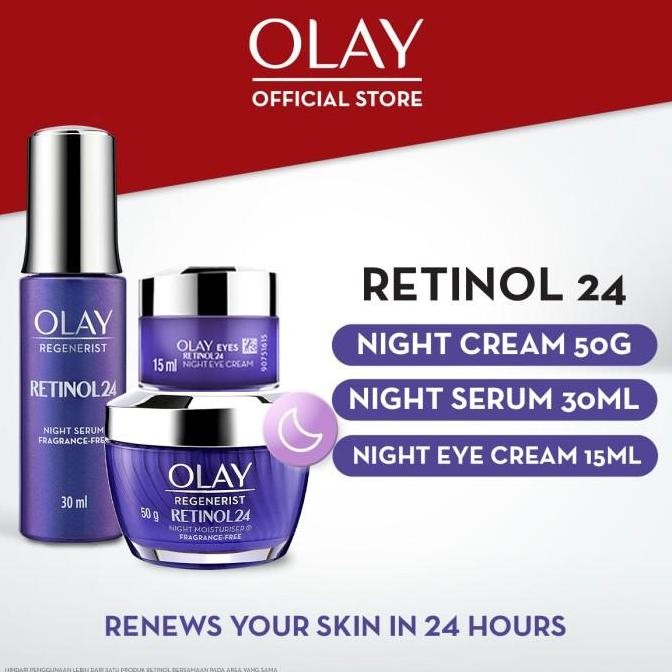 Paket Hemat Olay Retinol Serum dan Pelembab Malam Moisturizer & Krim Mata Eye Cream Anti Aging