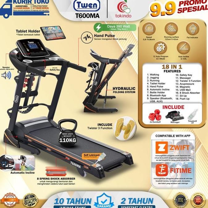 TERMURAH - TWEN T600MA Treadmil Listrik Treadmill Portable Treadmill Multifungsi Treadmil Lipat Trea