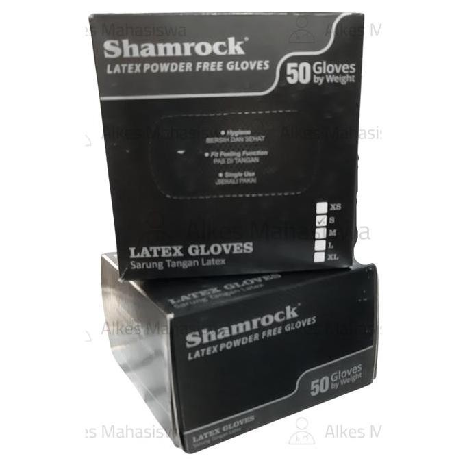 TERBARU - Glove/Sarung Tangan latex (Free Powder) Shamrock Hitam