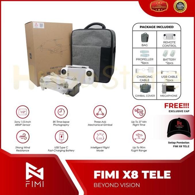TERMURAH - FIMI X8 TELE Drone GPS 10KM 4k 48MP 3-axis Gimbal With Megaphone