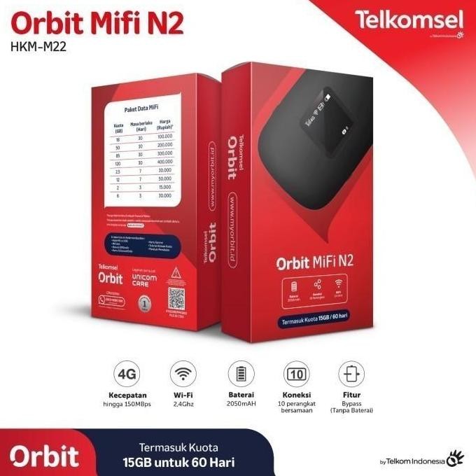 TERBARU - Telkomsel Orbit Mifi N2 Mini Portable Modem Wifi 4G LTE High Speed HKM M22