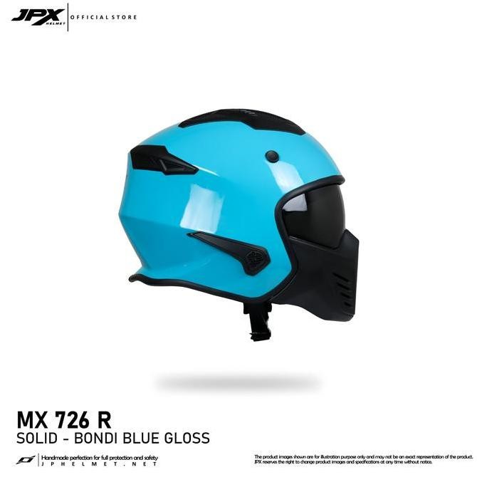 Helm JPX Full Face MX-726R NEW Solid - Bondi Blue Gloss