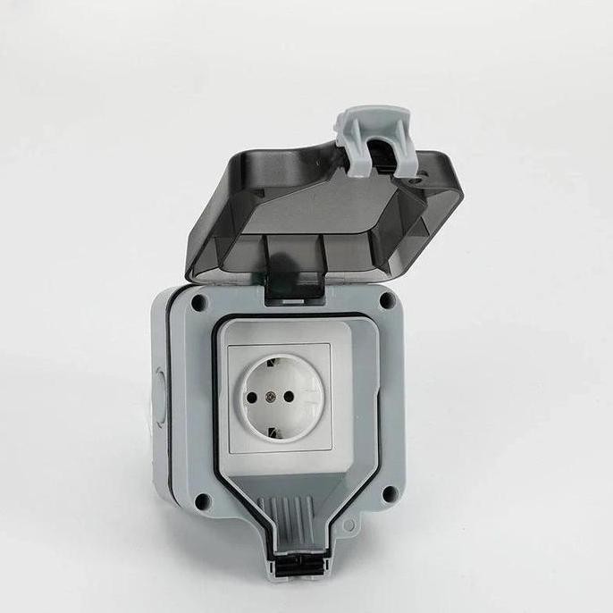 Stop Kontak Listrik Power Outlet 16A 2 Gang Eu Plug Dengan Lampu Led Anti Air Untuk Outdoor/16A EU K