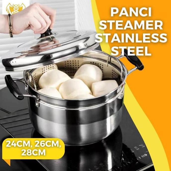 - Panci Kukus Panci Steamer Japan Panci Rebus Masak Nasi Dandang Langseng Kaca Kukusan Stainless Ste