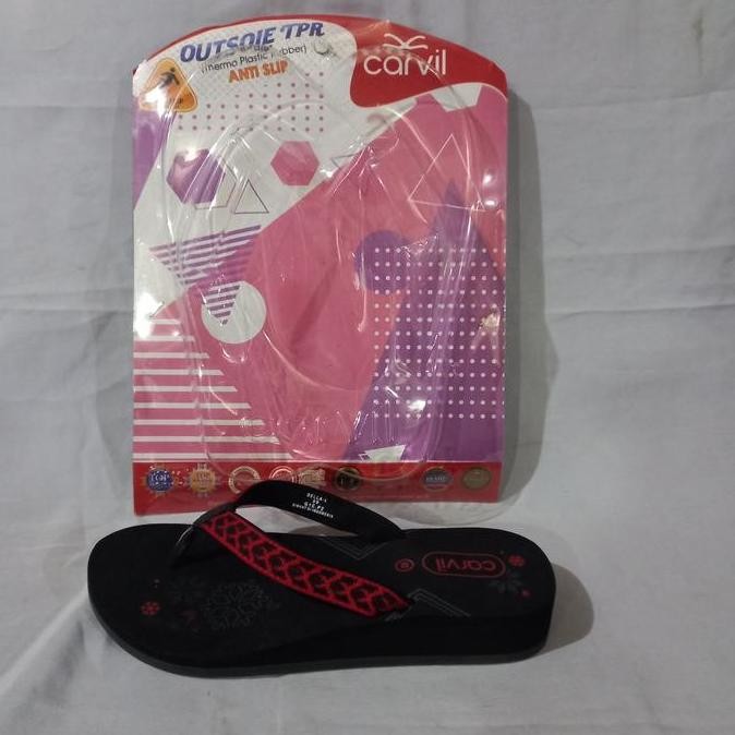Sandal Jepit Wanita Carvil Della-L Blk/Red