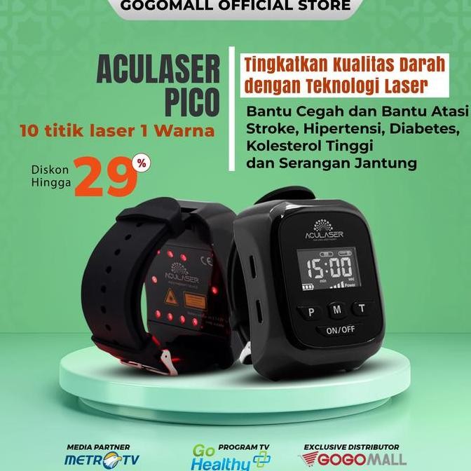 Aculaser Pico 10 Titik Warna Laser Merah - Alat Terapi Jam Laser Bantu Lancarkan Aliran Darah Cegah 