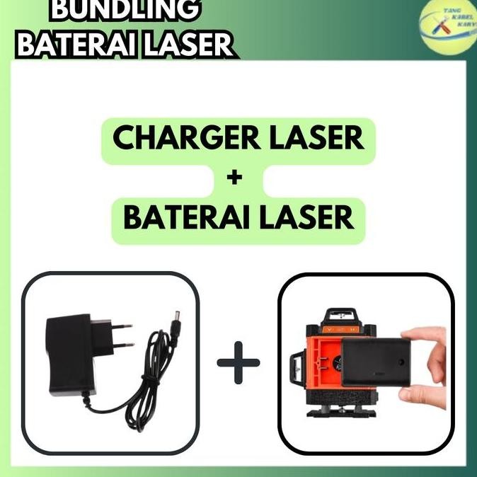 Paket Baterai Laser + Charger Laser - 2 Line / 5 Line / 12 Line / 16 Line Universal Taffware Hilda