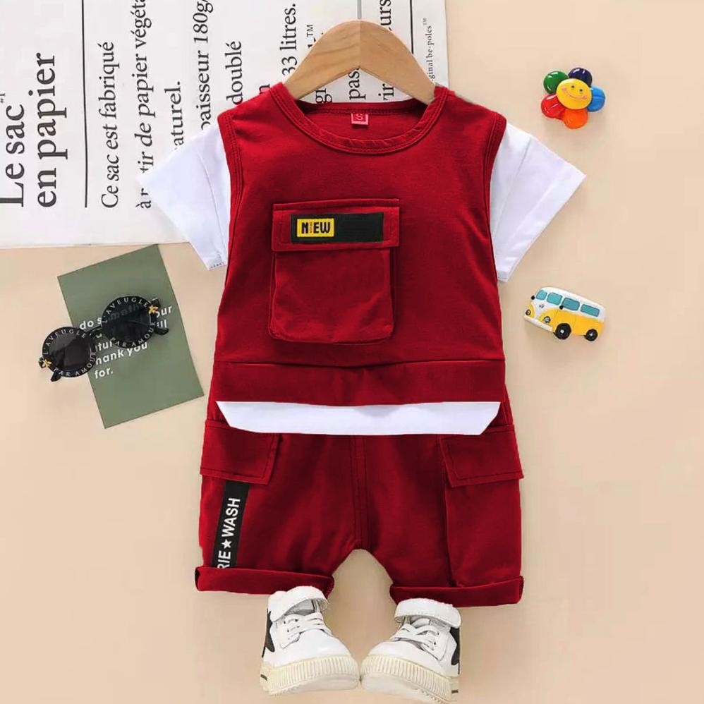 Promo Setelan Baju Anak Laki Laki Set Rompi Anak Baju Kaos Dan Celana Anak Laki Laki 1-5Tahun Terlar