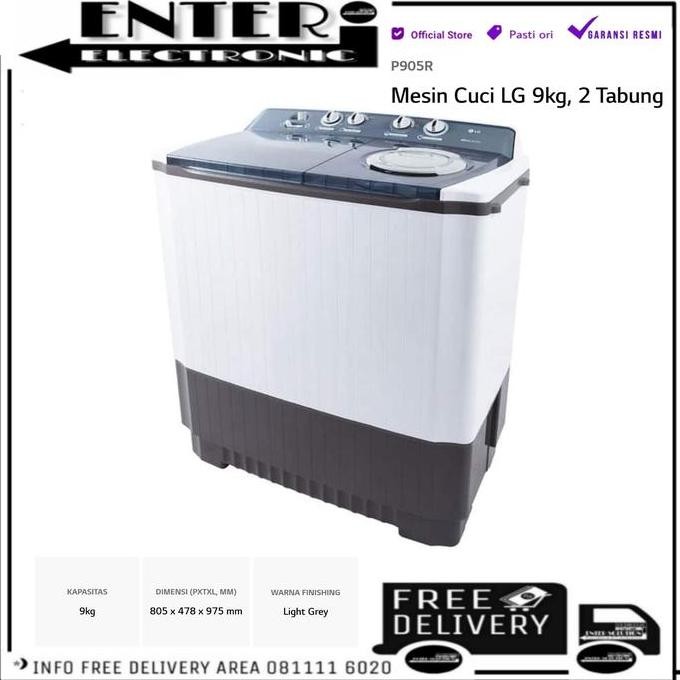 LG TWIN TUB P905R - LG MESINCUCI 9 KG MESIN CUCI 2 TABUNG LG 9 KG