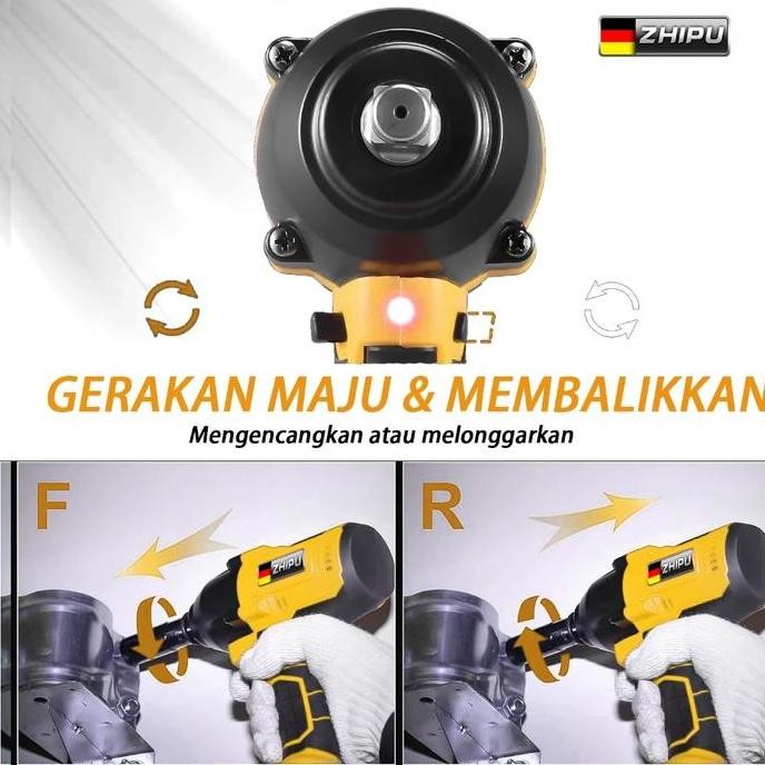 Brushless Mesin Bor Impact Wrench Cordless Impact Wrench Kunci Pas Listrik Allshop