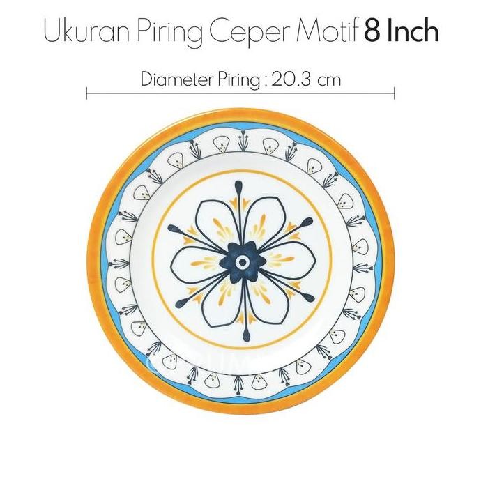 Piring Melamin 8 Inch - Piring Aesthetic - Piring Ceper - Piring Saji - Piring Cantik - P2808 Allsho