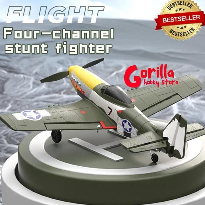rc plane fixed wing W551 P-51 MUSTANG 4CH gyroscope pesawat rc Remote Control