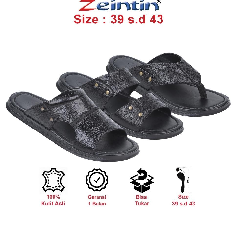 Zeintin Sandal Pria Bahan Kulit Fashion Pria Sendal Selop Pria Zeintin Bk