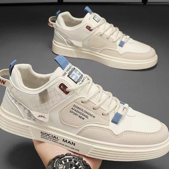 Sepatu Sneakers Sepatu Kulit Pria Cowok Kasual Sepatu Olahraga Sepatu Slip On Kanvas