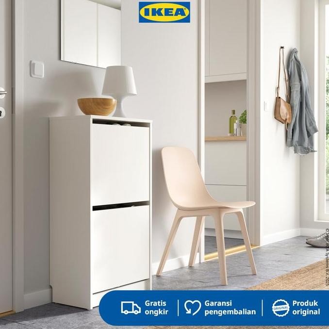 IKEA BISSA Rak Kabinet Sepatu Dengan 2 Kompartmen 49x28x93 cm   Furniture Lemari Plastik