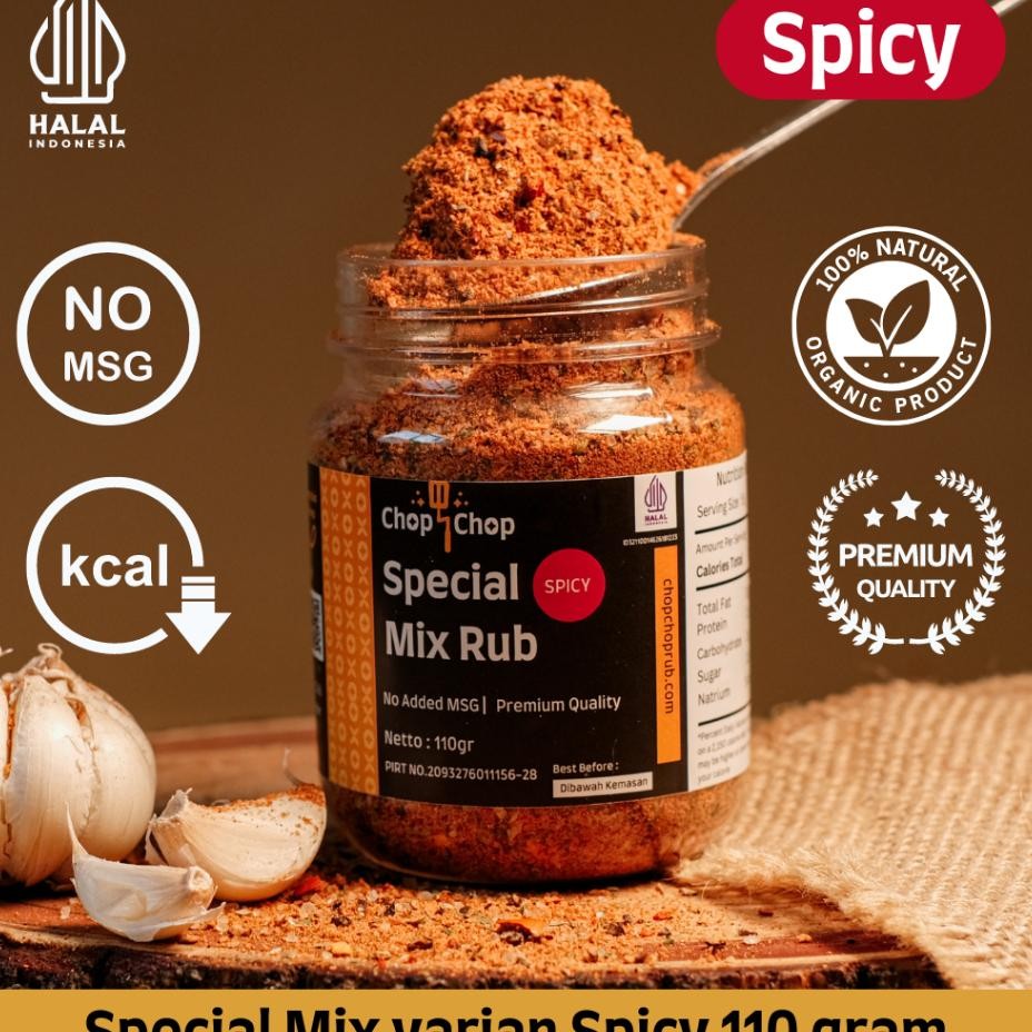 

Chopchop Special Mix Rub Spicy Bumbu Marinasi Rendah Kal Serbaguna 100G