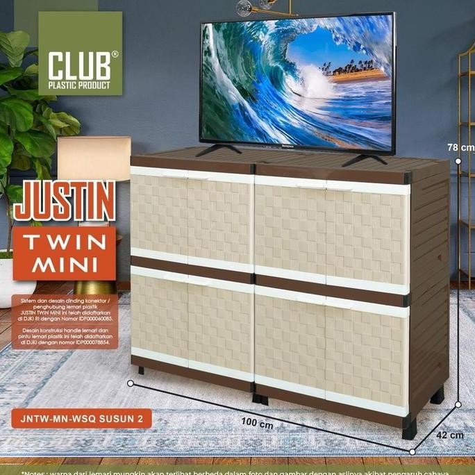 Lemari Pakaian / Lemari Plastik Susun / Rak TV Club Minimalis Serbaguna Susun Justin Twin Mini Club 