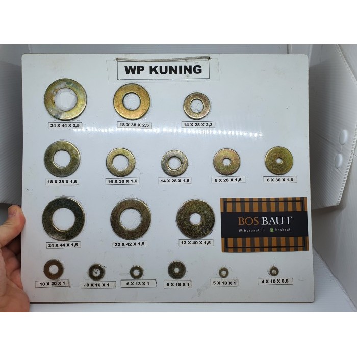 Ring Plat / Flat Washer Besi M16x30x1.6 Kuning - Ring Plat M16