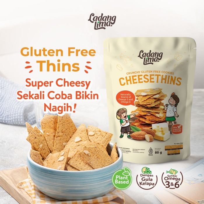 

GRATIS ONGKIR Cheesethins Cookies 80gr Ladang Lima - Healthy Food Snack Gluten Free