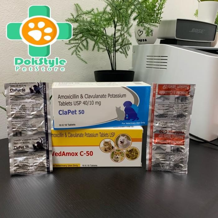 Antibiotik Hewan Anjing Kucing Mirip Clavamox 50Mg Per Strip